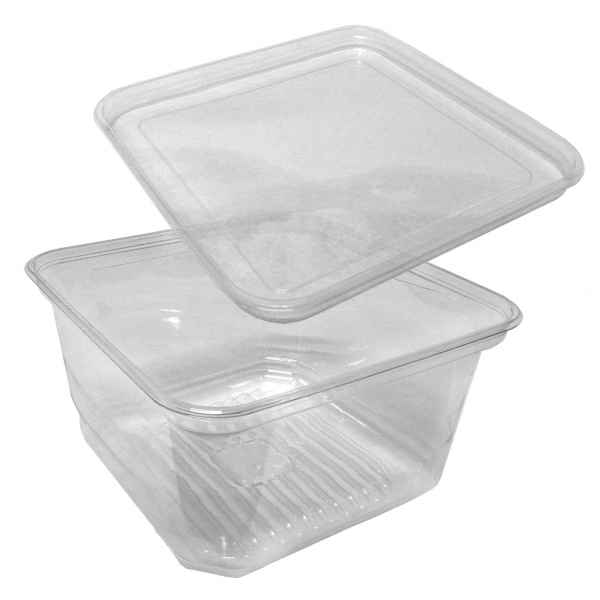 7" Square PET Container w/Lid, 64 oz.