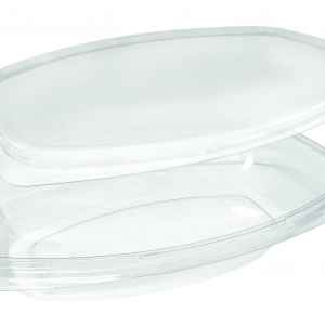 12" x 8" PET Hula Bowl w/Flat Lid, 65 oz.