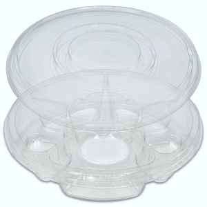 13.25" Round Heat Sealable PET 5-Comp. Tray w/DC and Ring Lid, 120 oz.