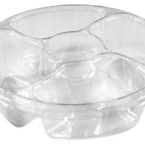 10.25" Round PET 4-Comp. Tray w/DC and Flat Lid, 64 oz.