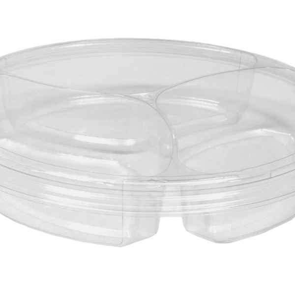 10.25" Round 3-Comp. PET Tray w/Flat Lid, 54 oz.