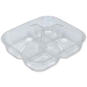 5.6" Square PET 4-Comp. Upside Down Bento Container