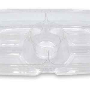 11" x 7" PET 4-Comp. Tray w/DC and Flat Lid, 54 oz.