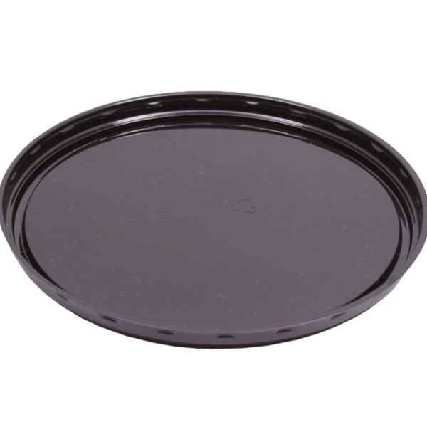 7" Black Round PET Lid, OLR Style