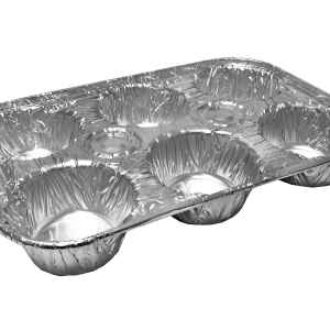 9.9" x 6.6" Alum 6-Cup Muffin Pan, 3 oz.