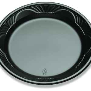 9" Round Black C-Fine PS Plate w/ Marbella Rim, 0.9" Deep