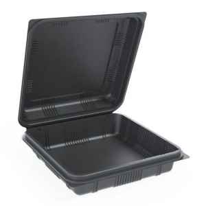 9" x 9.3" x 3" Black PS Hinge, 56 oz.