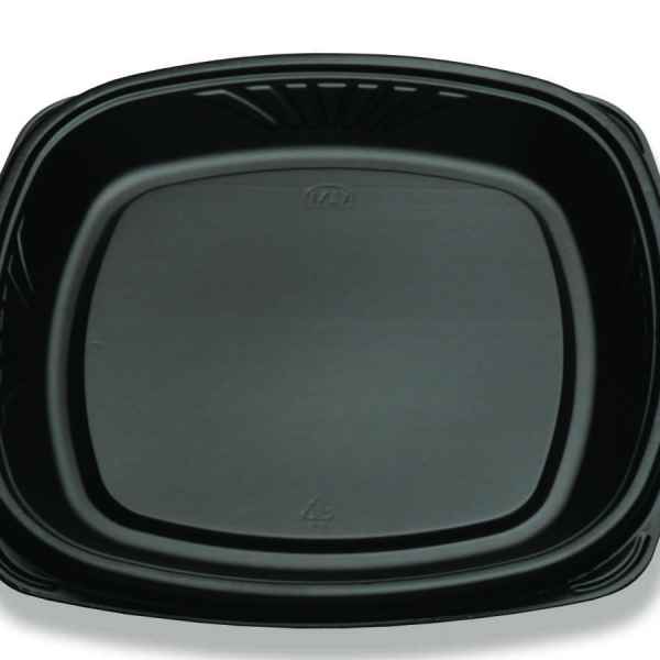 Forum® 10" Square Black C-Fine PS Shallow Base, 24 oz.