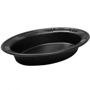 10.3" x 7.7" Oval Black C-Fine PS Deep Platter w/Marbella Rim, 1.8" Deep