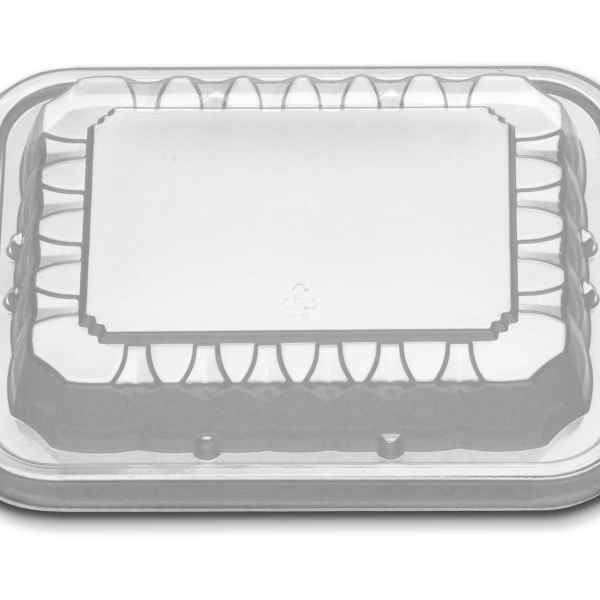 8.2" x 6.7" PS Dome Wave Lid for 24/32 oz. HMR Oblong Tray