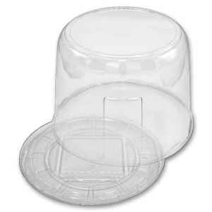 10.3" Round Clear PET Cake Base w/7.25" Scalloped PET Dome