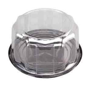 11.1" Round Black PET Cake Base w/5.5" Scalloped PET Dome for 9" Cake