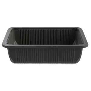 Black PP 10 Processor Tray w/Standard Rib & Film, 3" deep, 80 oz.