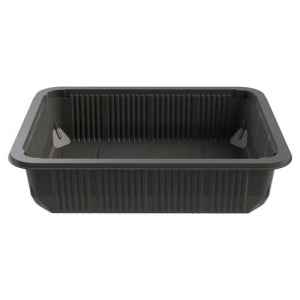 Black PP Universal Processor Tray w/Standard Rib & Film, 2.5" deep, 81 oz.