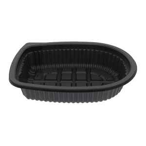 10" x 7.6" Oval Black PP Roaster Base, 42 oz.