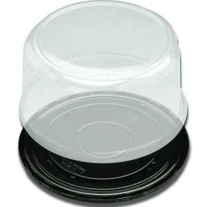 9.9" Round Black PET Cake Base w/5.3" Scalloped PET Dome for 8" Cake