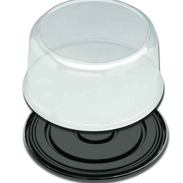 11.5" Round Black PET Cake Base w/5.25" Scalloped PET Dome for 9" Cake