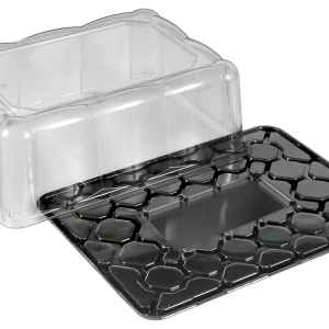 Black PET 1/4 Sheet Cake Base w/5" Scalloped Dome