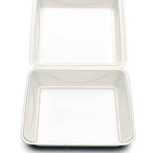 Enviroware® 9" Square White PS Hinge, 49 oz.