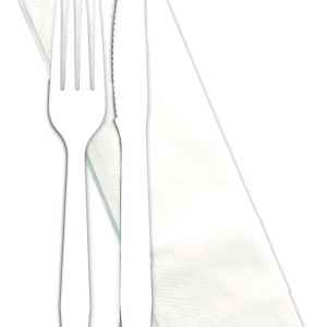 Monarch™ White PS Fork, Knife & 1-ply Napkin