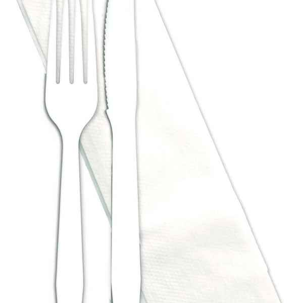 Monarch™ White PS Fork, Knife & 1-ply Napkin