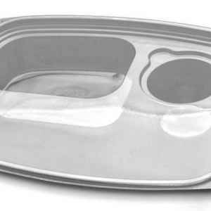 VersaPak® 9" x 7.4" PS Flat Lid w/Round & Rectangular indentions for 48/64 oz. Containers