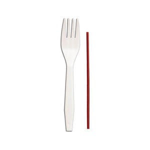 Senate™ White PP Fork & 5.75" Milkstraw