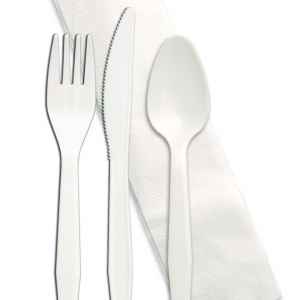 Senate™ White PP Fork, Knife, Teaspoon & Napkin, 500 ct.