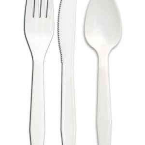 Senate™ White PP Fork, Knife, Teaspoon & 13X17 Napkin