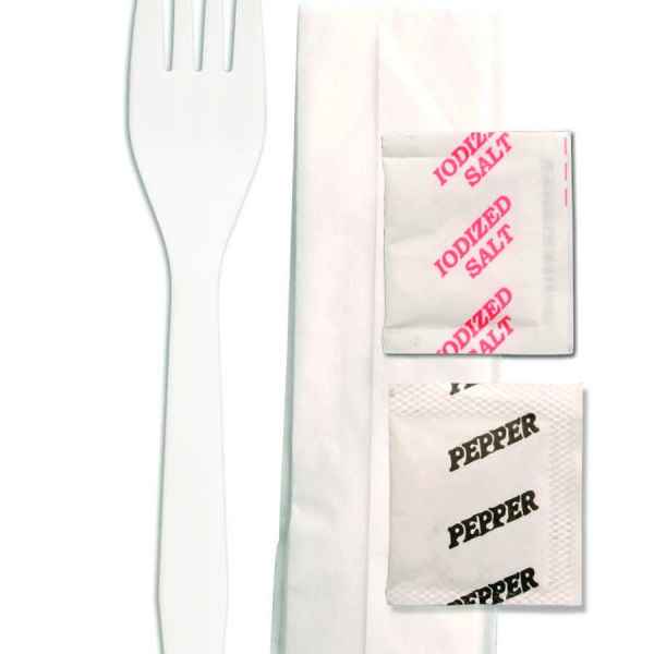 Senate White PP Fork, Napkin, Salt & Pepper