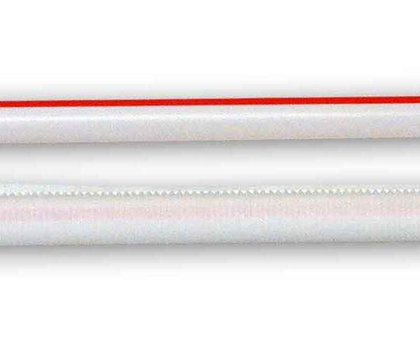 7.75" Giant White/Red Striped PP Straw, Wrapped